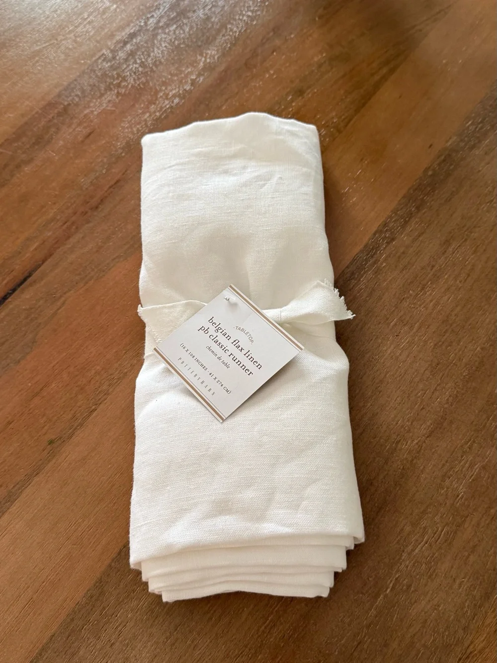 NWT Pottery Barn White Belgian Flax Linen Table Runner